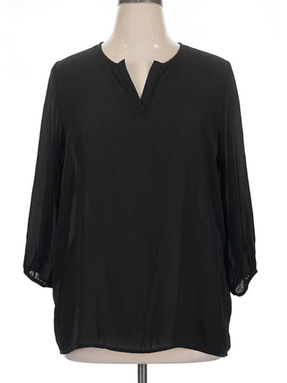 Pleione Black V-Neck Blouse
